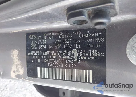 2015 Hyundai Accent Gls z USA, uszkodzony, nr VIN KMHCT4AE0FU794114